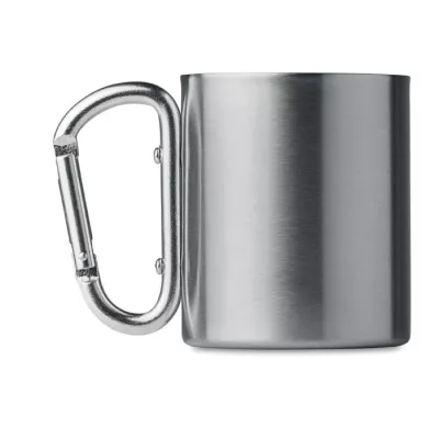Kubek stalowy dwuścienny z karabinkiem 220 ml TRUMBO - Srebrny Mat (MO8313-16)