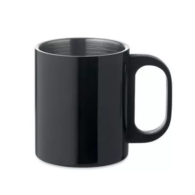 Kubek dwuścienny stalowy z uchwytem 300 ml TANISS - Czarny (MO6600-03)