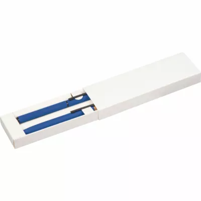 Zestaw piśmienny długopis i pióro kulkowe z aluminium z recyklingu RAFFAELE - niebieski (1470604)