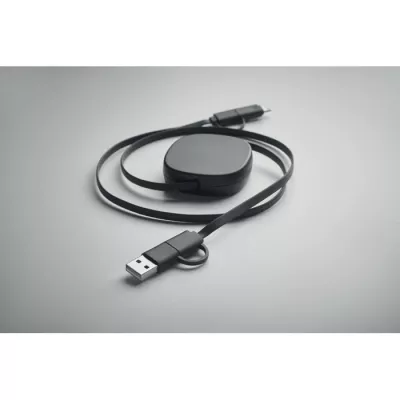 Kabel do ładowania zwijany 60W 80 cm LINEA - Czarny (MO2425-03)