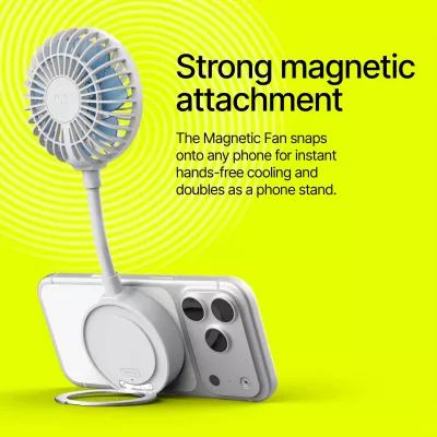 Fresh 'n Rebel Bezprzewodowy Magnetyczny Wentylator z Podstawką pod Telefon - biały (LT49755-N0001)