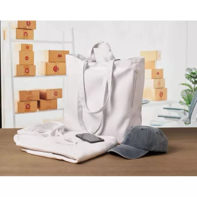 Torba na zakupy z recyklingu 380 g/m² GAVE COLOUR - Bialy (MO2565-06)