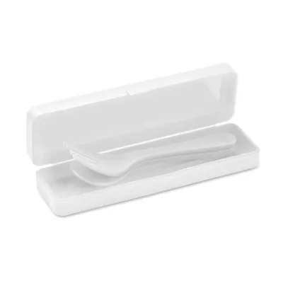 Zestaw 3 sztućców z PP w etui RIGATA - Bialy (MO6661-06)