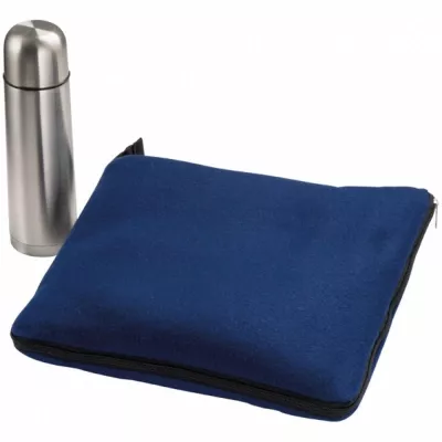 Zestaw koc z polaru 2w1 i termos 500 ml LIVERPOOL - granatowy (347844)