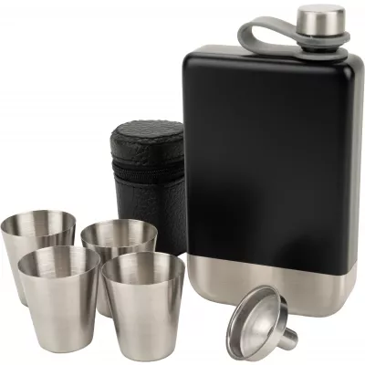 Zestaw piersiówka 266 ml, kieliszki 30 ml i lejek TAHAT Schwarzwolf - czarny (F5001200AJ303)