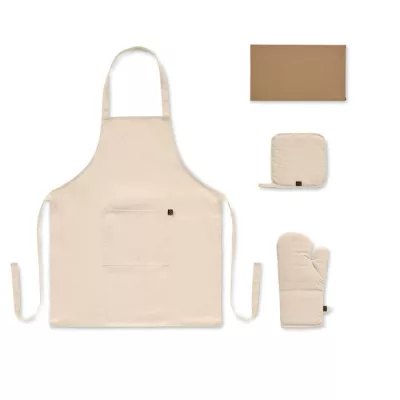 Fartuch z rękawicą i łapką 180 g/m² GALA SET - Bezowy (MO3171-13)