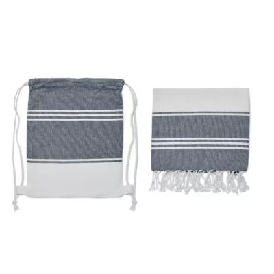 Ręcznik hammam z workiem 90x160 cm 180 g/m² HAMMA - Niebieski (MO2584-04)