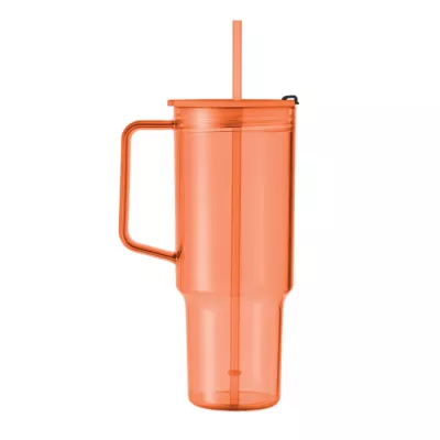 Kubek z RPET ze słomką 1200 ml MUGORA - Przezroczysty Pomaranczowy (MO2964-29)