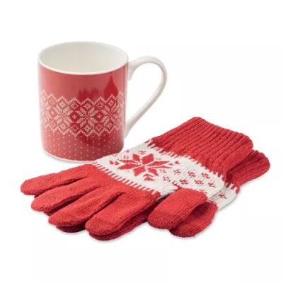 Zestaw prezentowy kubek 300 ml i rękawiczki COPITO SET - Czerwony (CX1557-05)