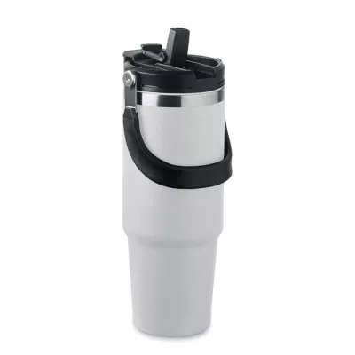 Kubek termiczny ze słomką ze stali 850 ml SUMA HAND - Bialy (MO2561-06)