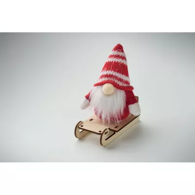 Skrzat świąteczny na drewnianych saniach FROSTY SLEIGH - Czerwony (CX1588-05)