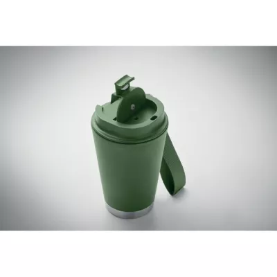 Kubek dwuścienny z PP z paskiem 300 ml TOPIZ - Ciemnozielony (MO2596-60)
