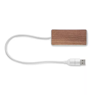 Hub USB 4-portowy z aluminium i orzecha UBAH - Drewna (MO2387-40)