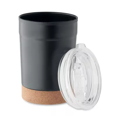 Kubek termiczny 300 ml z korkową podstawką NOMU - Czarny (MO2187-03)