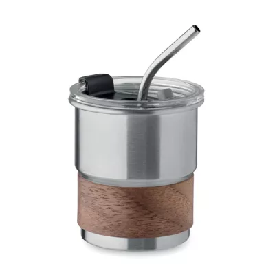 Kubek stalowy ze słomką 260 ml MATE - Srebrny Mat (MO2423-16)