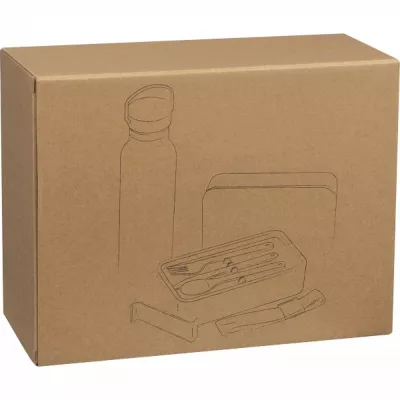 Zestaw lunch box ze sztućcami i butelka termiczna 500 ml STEPHAN - czarny (6246403)