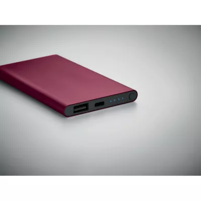 Powerbank płaski 4000 mAh aluminiowy POWERFLAT C - Burgund (MO6825-02)