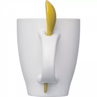 Kubek ceramiczny z łyżeczką 250 ml ARMANDO - żółty (8509508)