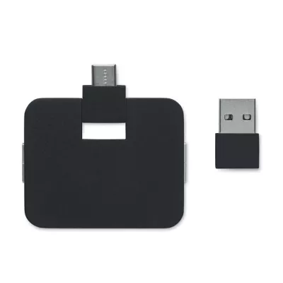 Hub USB 4-portowy z USB-C SQUARE-C - Czarny (MO2254-03)