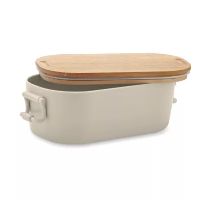 Lunchbox z PP z bambusową pokrywką 700 ml LEKKER - Bezowy (MO2459-13)