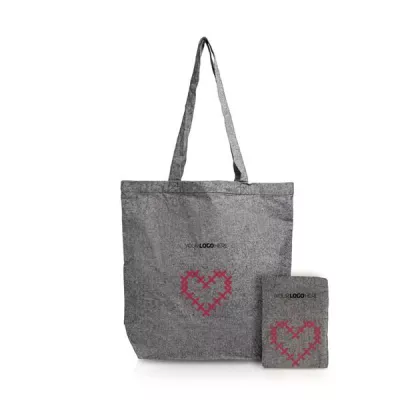 Składana torba bawełniana z recyklingu 190g/m2 - Czarny (IP31115211)