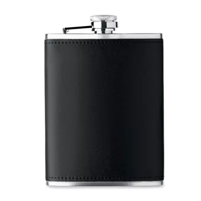 Piersiówka stalowa 200 ml w etui SLIMMY - Czarny (MO2629-03)