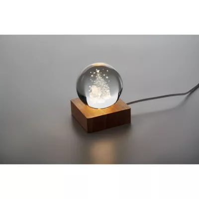 Kula szklana LED na drewnianej podstawie SANTA LIGHT - Drewna (CX1541-40)