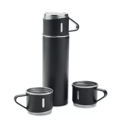 Termos dwuścienny 420 ml z 2 kubkami SHARM - Czarny (MO2116-03)
