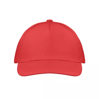 Czapka z daszkiem 5-panelowa z bawełny 160 g/m² BUZZ - Czerwony (MO1447-05)