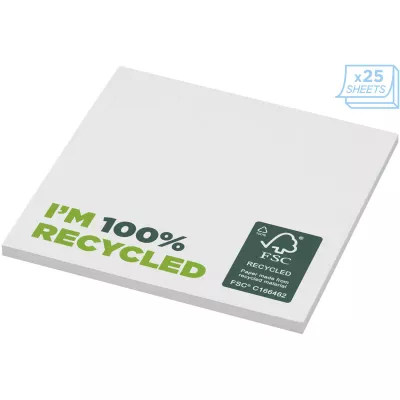 Karteczki samoprzylepne z recyklingu o wymiarach 75 x 75 mm Sticky-Mate® - Biały (21286014)