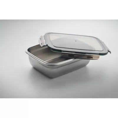 Lunchbox stalowy 1500 ml z przegrodą LOX PLUS - Przezroczysty Szary (MO2344-27)