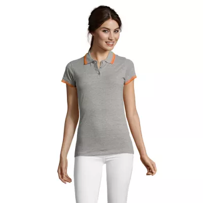 Polo damskie z piki 200 g/m² Sol's PASADENA WOMEN - Melanż Szary/pomarańczowy (S00578-MO)
