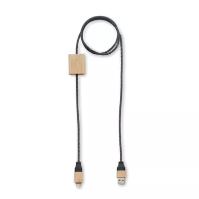 Kabel do ładowania 60W z bambusowymi detalami CABOO - Drewna (MO2520-40)