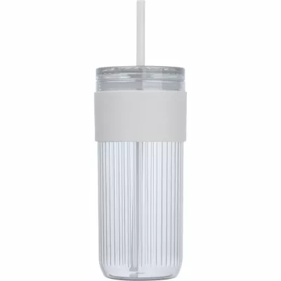 Kubek akrylowy ze słomką 660 ml SOLEDAD - biały (8552906)