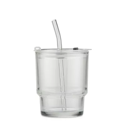 Kubek szklany z rurką NOA 350 ml - przezroczysty (16059-00)