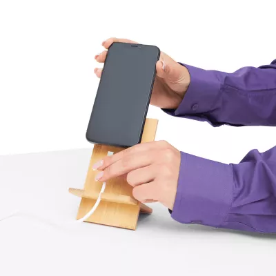 Stojak na smartfon BAMBOO CHAIR - brązowy (56-1107369)