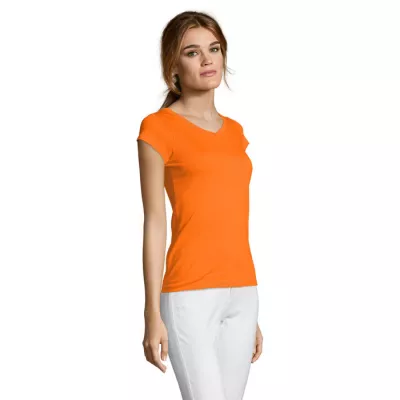 Koszulka damska z dekoltem w serek 150 g/m² Sol's MOON - Pomaranczowy (S11388-OR)