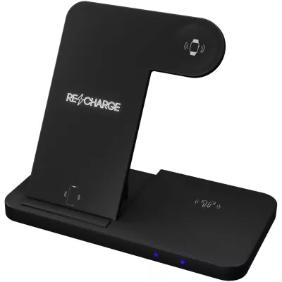 SCX.design W28 bezprzewodowa baza ładująca 3 w 1 ze stojakiem na telefon - Czarny (2PX13590)