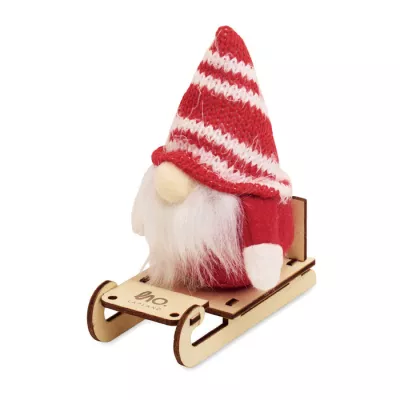 Skrzat świąteczny na drewnianych saniach FROSTY SLEIGH - Czerwony (CX1588-05)
