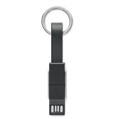 Brelok z kablem do ładowania 4 w 1 KEY C - Czarny (MO6820-03)