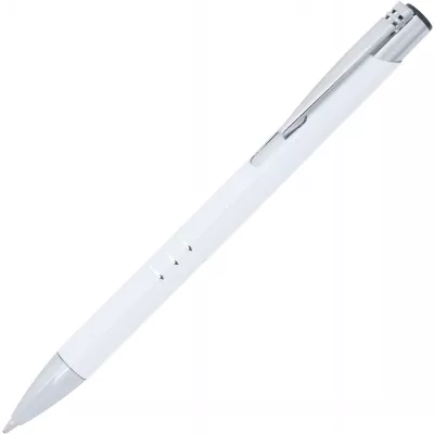Biały długopis metalowy z trzema chromowanymi ringami idealne pod grawer reklamowy