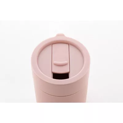 Ceramiczny kubek podróżny pokryty silikonem Liberica 300 ml - jasno różany (AP800549-04V)
