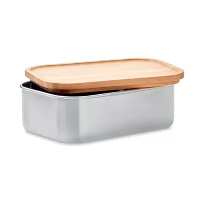 Lunchbox stalowy z bambusową pokrywką 600 ml SAVANNA - Drewna (MO9967-40)