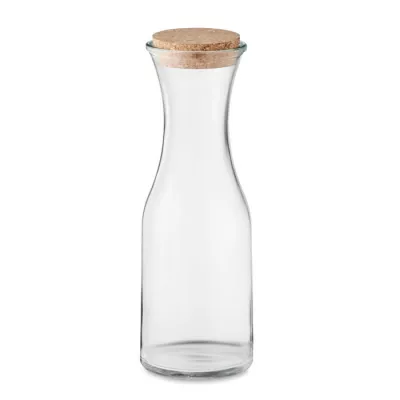 Karafka ze szkła z recyklingu z korkiem 1000 ml PICCA - Przezroczysty (MO6655-22)