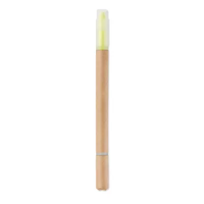 Długopis z zakreślaczem 2 w 1 z kartonu DUO PAPER - Zólty (MO9895-08)