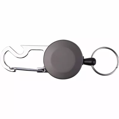 Brelok do kluczy z linką, karabińczykiem i otwieraczem do butelek PEGGY - czarny (9544603)