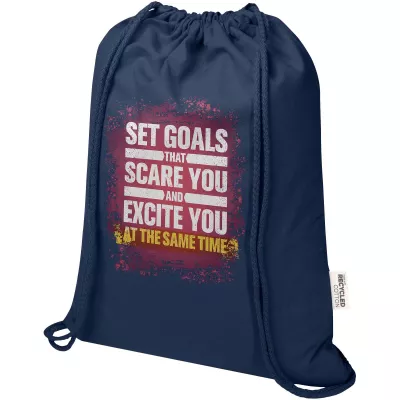 Peru Blend torba ściągana sznurkiem z materiału z recyklingu z certyfikatem GRS o gramaturze 180 g/m², 5 l - Granatowy (12079155)