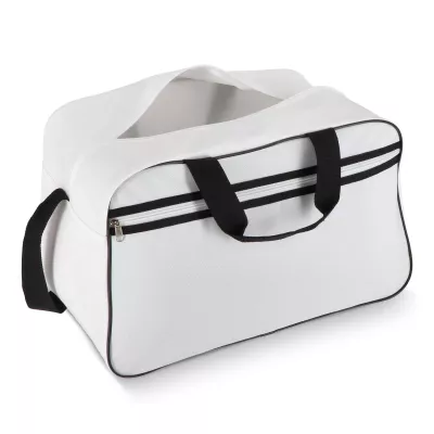 Torba sportowo-podróżna R-PET 600D 48 x 25 x 28 cm 30 l - biało / czarny (LT95366-N0102)