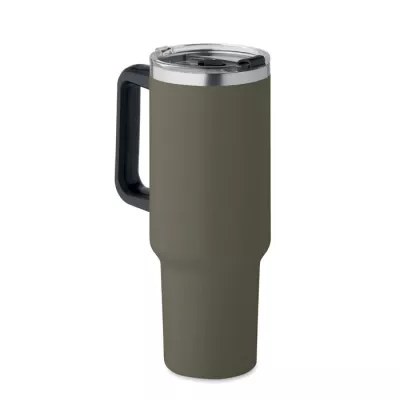 Kubek termiczny stalowy ze słomką 1200 ml SUMA - Ciemnozielony (MO2327-60)