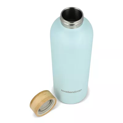 Butelka ze stali nierdzewnej Waterdrop z bambusową nakrętką 600 ml - pastelowoniebieski (LT47002-N0016)